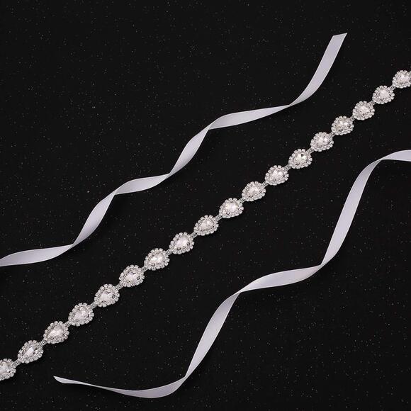 8953 Rhinestone Crystal Wedding Sash Handmade Bridal Belt Headband